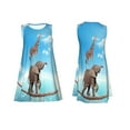 thumbnail image 7 of Wukai Elephant Giraffe Print Women's Sleeveless Dress, Loose Fit Casual Dress for Women, Comfortable Sleeveless Summer Dress, 7 of 7