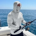 thumbnail image 6 of Dresfit Sun Shirt Mens Cooling Hooded Fishing Shirts Summer 2026 Long Sleeve Outdoor Hoodies Big and Tall Upf 50+ Hiking Pullover with Face Mask Light Gray 3XL, 6 of 9