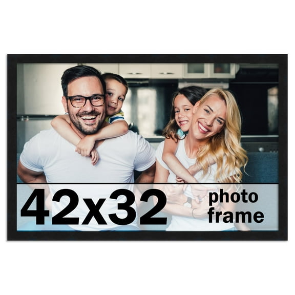 42x32 Frame Black Solid Wood Picture Frame | 0.75 Inch Moulding Width | Includes UV Acrylic
