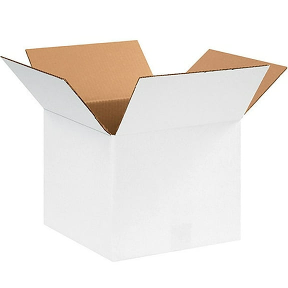 ZoroSelect Corrugated Boxes, 12" x 12" x 10", White, 25/Bundle