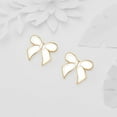 thumbnail image 5 of Gold Bow Earrings for Women Teen Pink Bowtie Dainty Long Tassel Drop Stud Trendy Statement Jewelry Gift, 5 of 14