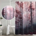 thumbnail image 5 of Red Forest Shower Curtain, Waterproof Shower Curtains for Bathroom, Mysterious Vintage Foggy Woods Tree Washable Fabric Bathtub Curtain Set Bath Decor with 12 Hooks 48"x72", 5 of 8
