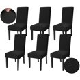 thumbnail image 1 of Stretch Chair Covers for Dining Chairs Set of 6 Decorative Jacquard Dining Room Chair Covers Washable Kitchen Chair Slip Covers for Dining Room, Hotel, Party (6, Black), 1 of 7