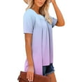 thumbnail image 5 of Fake-Two-Piece Shirts for Womens Pleated Gradient Tunic Blouses Square Neck Short Sleeve Tees Loose Relaxed Fit Tee Shirts Layered Blouse Shirt Hide Belly Tunic Tops Trendy Summer 2025, 5 of 7