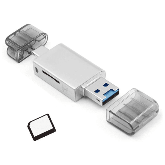 Adaptador de Lector de Tarjetas de Memoria Nano y Tarjeta TF SD A USB C y USB 2.0 Plug & Play