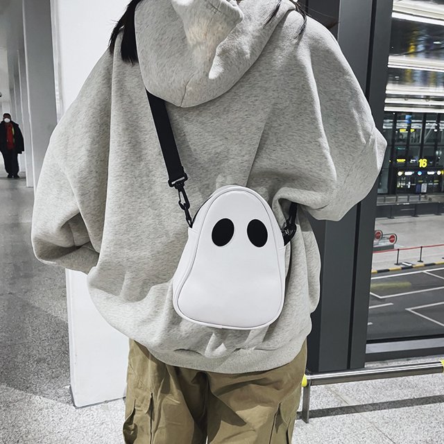 Bolso de hombro de Halloween Bolso de mano de fantasma de Halloween para mujeres Niñas Bolso de hombro de fantasma divertido - Personalidad Divertida Diversión Lindo Diablo Fantasma Hit Color Costura JAMW Sencillez