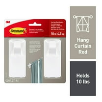 Command White Curtain Rod Hooks, 2 Hooks, 4 Adhesive Strips
