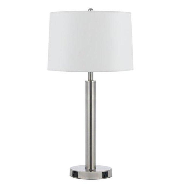Cal Lighting LA-8020NS-1-BS 60W Metal Night Stand Lamp with Rocker Switch and 2 Outlets - 30 in.