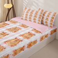 thumbnail image 3 of Homewish Flower Capybara Zipper Full Size Comforter Sets with Fitted Sheet and 2 Pillowcases for Kid, Buffalo Plaid Zipper Bedding Set, Pink Reversible, 4pcs, 3 of 6