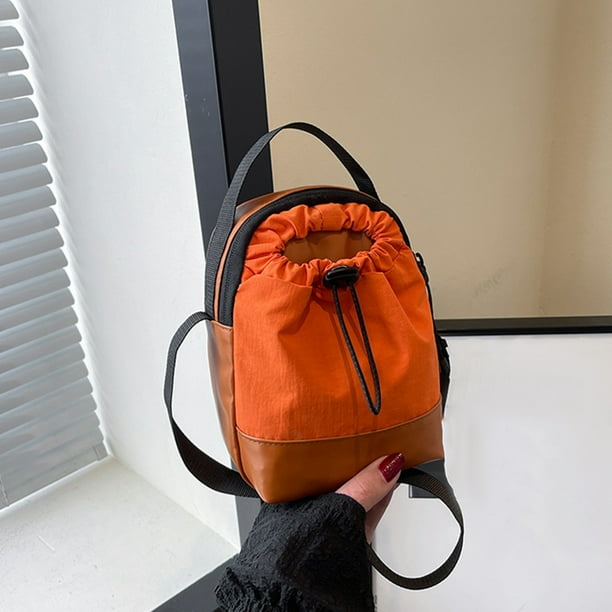 Fashion Canvas Small Square Bag | Crossbody Shoulder Handbag | Casual Travel Commuting Purse | Lightweight Outdoor Tote | White Green Orange | Versatile Strap | Durable & Stylish