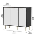 thumbnail image 4 of Fluted Buffet Sideboard Cabinet with 3 Doors, Modern Accent Cabinet with Adjustable Shelves, Kitchen Storage Cabinet with Golden Handles, Coffee Bar Cabinet for Kitchen, Black & White, 4 of 9