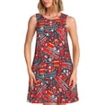 thumbnail image 1 of Xecao Panneau de Feu pour Robes d'Été pour Femmes Robes Décontractées de Plage Robes de Plage Sans Manches Robe Évasée avec Poches, 1 of 7