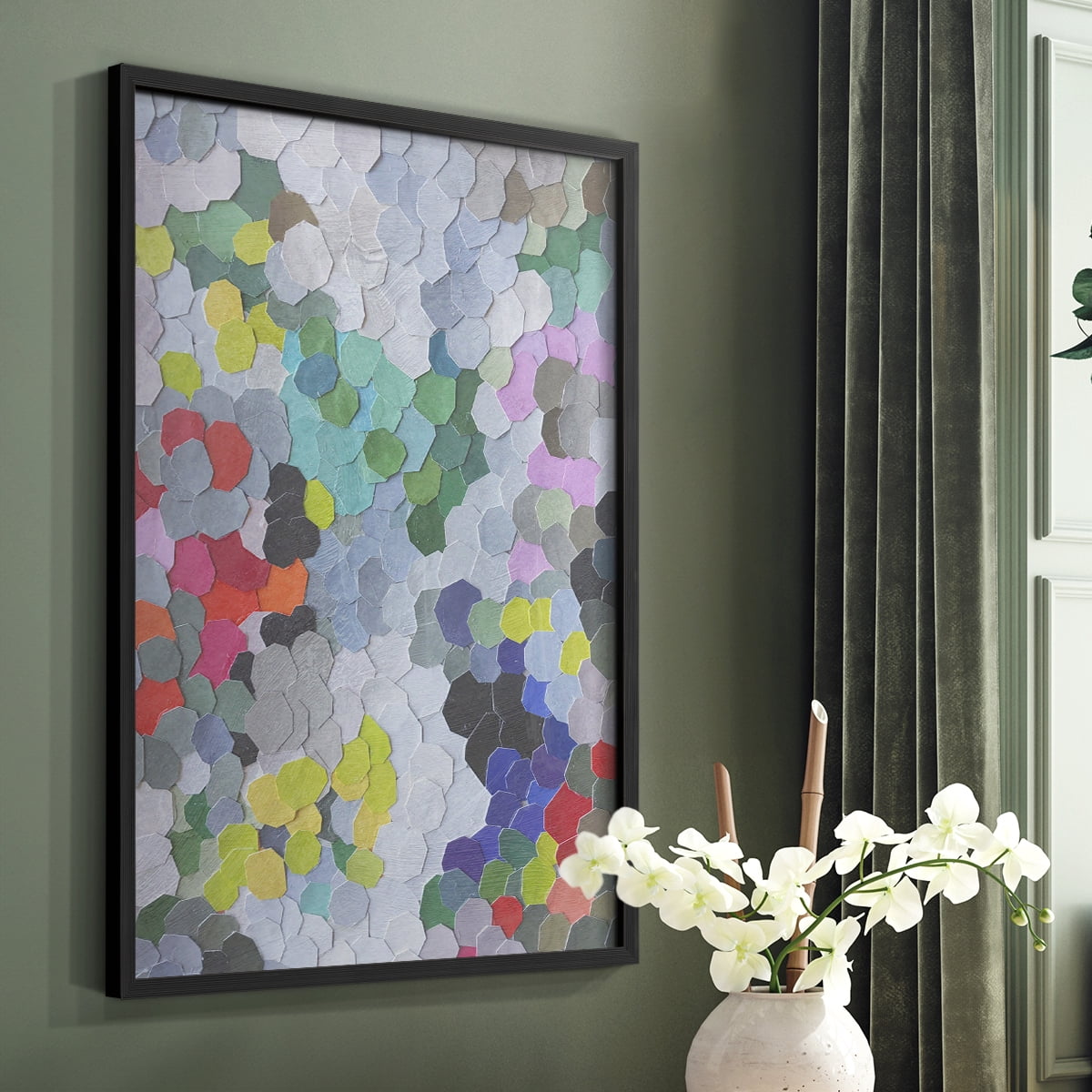 Buckingham Gardens Framed Print in Black Solid Wood Framed Print No Nail Hanging