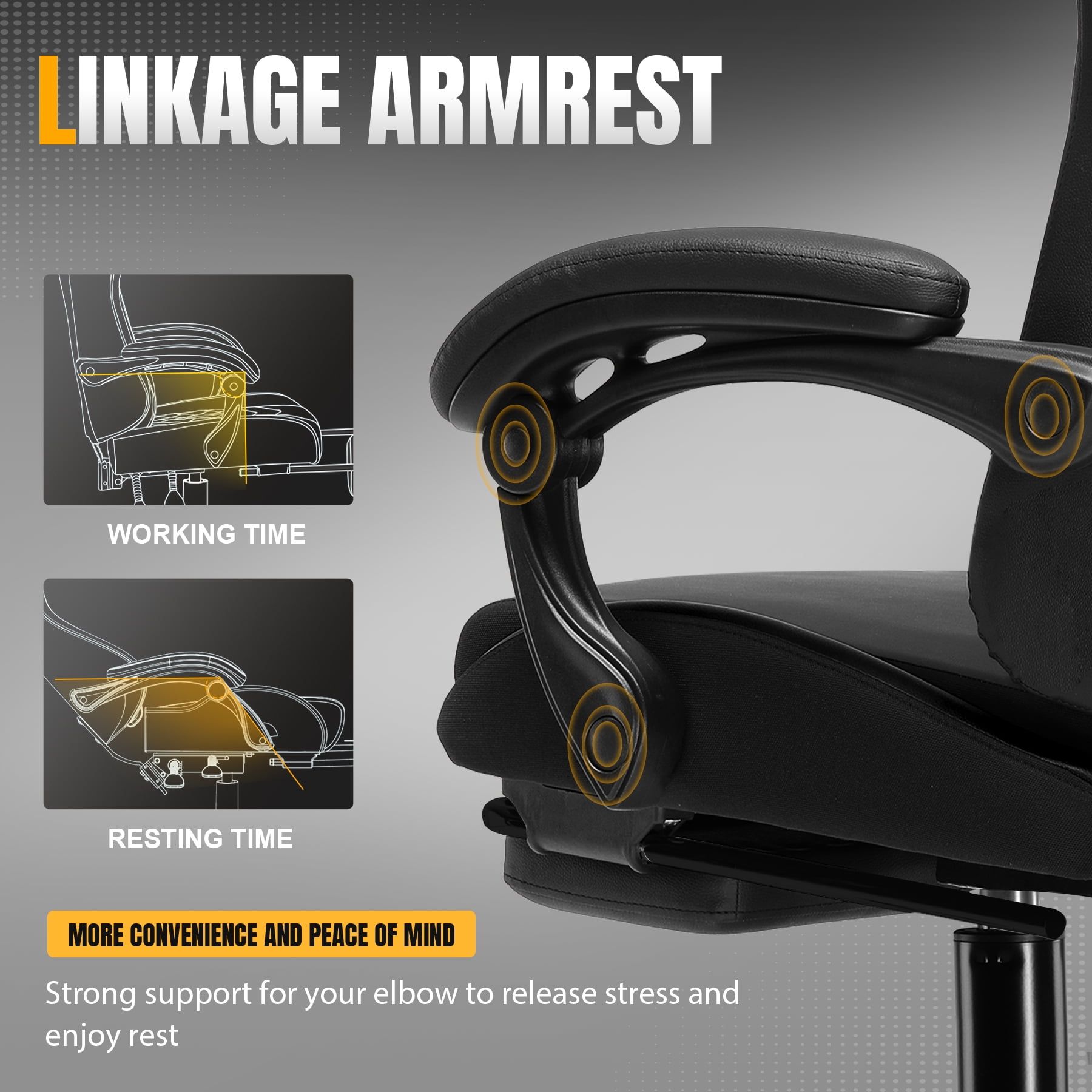 GTPLAYER Ergonomic Gaming Chair with Footrest and Lumber Support for Adults, Black