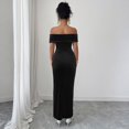 thumbnail image 4 of Laqbezok Women's Off-The-Shoulder Velvet Midi Dress, Sexy Ruched Bodycon Evening Gown, Elegant Asymmetrical Tulip Hem Cocktail Party Wedding Guest Dress, 4 of 5