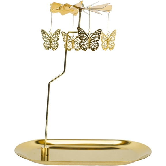 Rotary Candle Holder Butterfly Gold Metal Spinning Tea Lights Candle Holder, Romantic Scandinavian Designed Candlestick Ornament for Wedding Party Christmas Festival Home Decor，Butterfly