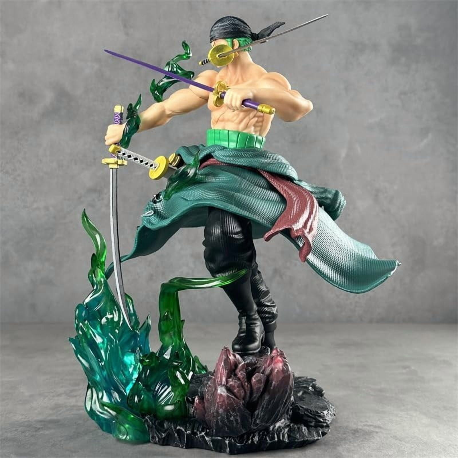Zoro Figure Fighting Cross Dressing Roronoa Zoro Action Figures 32cm/12.6inch PVC Character Figurine Cosplay Model Collectible for Anime Fans Gift