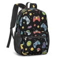 thumbnail image 2 of Game Controller Black Pattern 17" School Backpacks for Teens,Waterproof Oxford Fabric,S-Shape Padded Straps for School,Travel,Hiking,Camping, 2 of 6