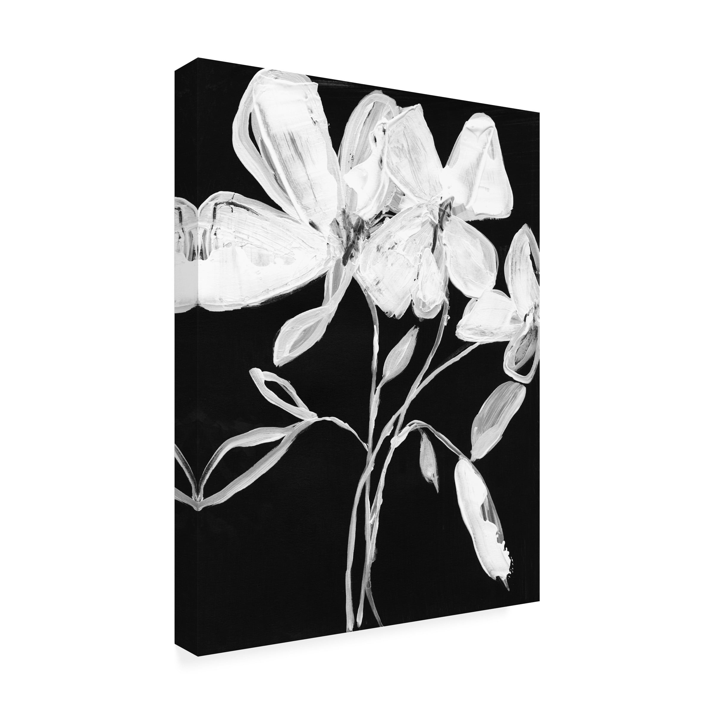Jennifer Goldberger 'White Whimsical Flowers I' Canvas Art