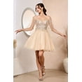 thumbnail image 3 of Women's Adora Design 1053 A-line Glitter Tulle Applique Short Cape Dress Silver Size 3XL, 3 of 3