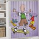 thumbnail image 5 of Doug-theme 4-Piece Shower Curtain Set with Rugs, Waterproof Bathroom Decor Set Includes Bath Mat, U-Shaped Rug, Toilet Lid Cover and Curtain with Hooks, 5 of 6