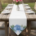 thumbnail image 6 of Hydrangea Spring Table Runner Linen Burlap Table Runner 70 Inches Long Idyllic Flower Floral Bow Plant Leaf Dresser Scarves for Kitchen Island Coffee Dining Party Wedding Holiday Decor 13"x70", 6 of 8
