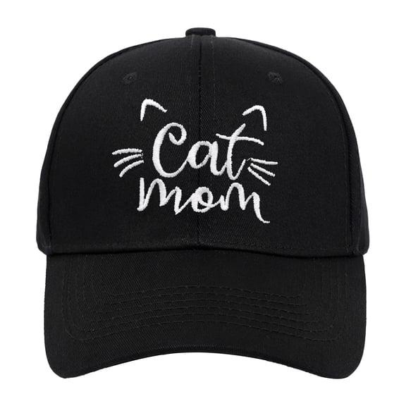 Baseball Cap CAT MOM Embroidered Baseball Caps Men Women Summer Sun Hats Adjustable Hard Top Cat Lover Caps Baseball Hat Black One Size