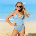thumbnail image 4 of Tfken Summer Girls Cute Swimsuit Set Outfits Beach Swim 2 Piece Swimming Bikini Vest With Trunks Set Quick Dry Swimwear Children Soft Bathing Suits Size 12-13 Years Blue, 4 of 6