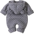 thumbnail image 2 of Baby Hooded Rompers Newborn Girls Boys Knitted Onesies Warm Sweater Jumpsuit Outfits, 2 of 5