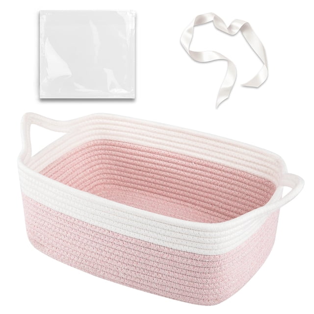 Cesta de regalo OIAHOMY, cuerda tejida pequeña para baby shower, color gris