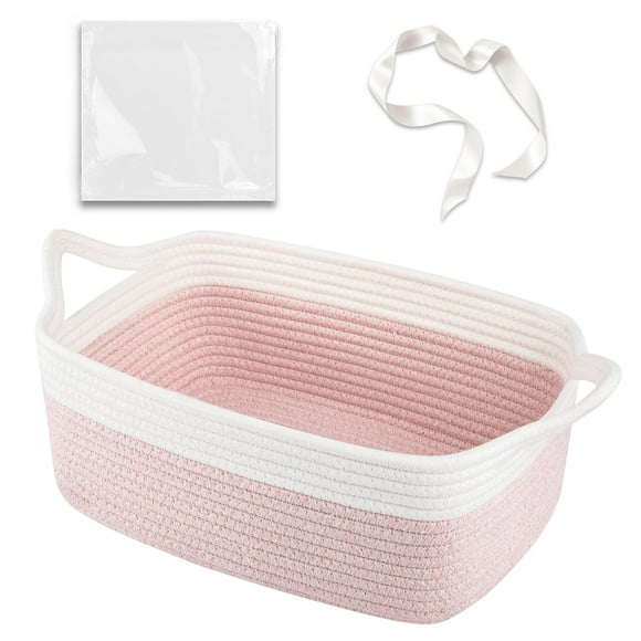 Cesta de regalo OIAHOMY, cuerda tejida pequeña para baby shower, color gris