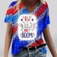 thumbnail image 2 of Tops Cortos para las Mujeres Día de la Independencia Patriótica Impreso Cuello en V, Camiseta Casual de Manga Corta para Diario, Hogar Y Cómodo, 2 of 4