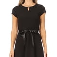 thumbnail image 5 of Women's Casual Solid Flared A Line Swing Dresses Short Sleeve With Belt Trim, 5 of 6