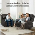 thumbnail image 4 of LOBERFVE Recliner Sofa Set with 2-Tier Cushion, 2+1 Pieces in Living Room, 2 Seater Reclining Loveseat Leather with Removable Console, 1 Oversize Recliner Chair Sofa Seat, Brown, 4 of 9