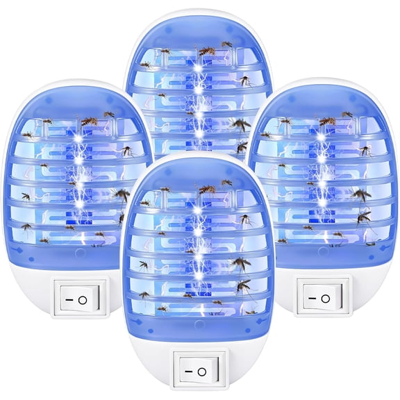 Plug-in Indoor Electronic Insect & Fly Trap, Blue Light Mosquito Zapper 4 Pack, Suitable for Home, Kitchen, Bedroom, Nursery and Office
