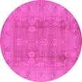 thumbnail image 1 of Ahgly Company Indoor Round Oriental Pink Traditional Area Rugs, 5' Round, 1 of 4