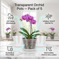 thumbnail image 2 of Macetas de Orquidea, Paquete De 5 Macetas de Vivero de Plástico Transparente para Kit de Orquídeas con Agujeros y Platillos, para Interiores Y Exteriores Plantas Flores, 2 of 4