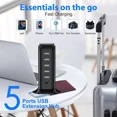 thumbnail image 4 of Estación De Carga 6 En 1 Usb Total 40w Puerto Tipo-c Pd 20w Color Negro, 4 of 8