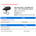 thumbnail image 2 of Idle Control Valve - Compatible with 1987 - 1990, 1993 Chrysler LeBaron 1988 1989, 2 of 2