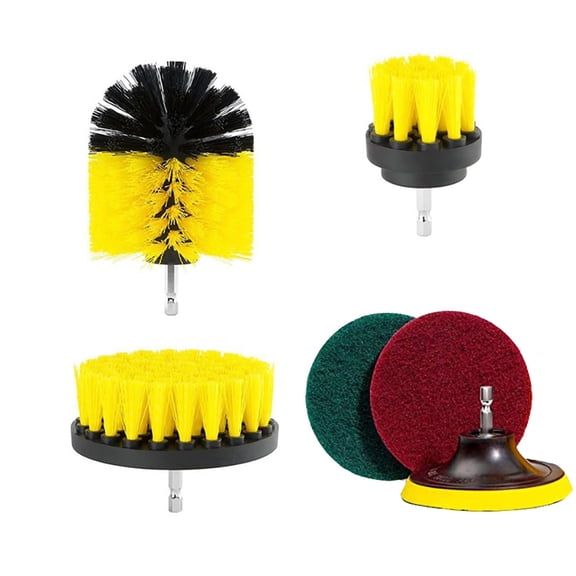VerPetridure Electric Drill Brush Head Set Of 6 6Pcs Grout Power Scrubber Cleaning Brush Cleaner Combo Tool Kit Yellow