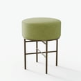 thumbnail image 4 of 2 pcs Round Cushioned Vanity Stool, Linen Upholstered Vanity Stool for Makeup Room, Modern Soft Stool for Bar and Dining, Ottoman Footrest Stool with Metal Legs for Living Room, Bedroom(Matcha Green), 4 of 10