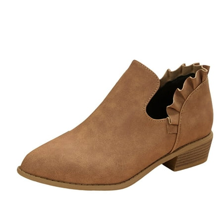 OJSFQUFP Non Slip Shoes for Women Women s Ankle Boot Fashion Boots Riding Boots for Women Comfortable Work Shoes for Women Women s Work Boots Brown 40