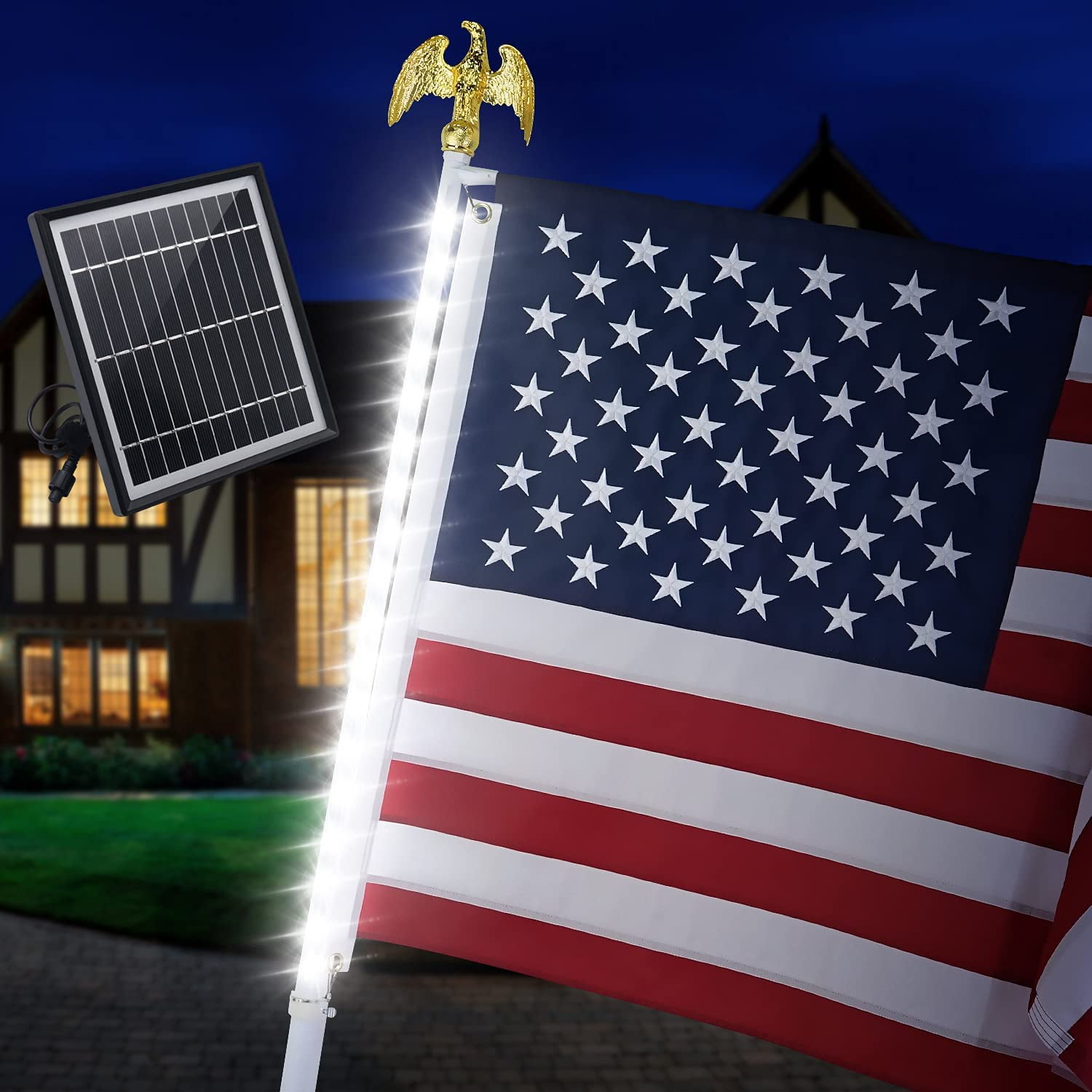 Best Quality DIY Cemetery Garden Solar LED USA Flag 
