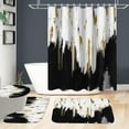 thumbnail image 3 of 4Pcs Geometric Shower Curtain Set with Bathroom Rugs Marble Bathroom Decor Black Shower Curtains for Bathroom Sets Bathroom Set with Bath Mat U Shape and Toilet Lid Cover Mat, 3 of 6