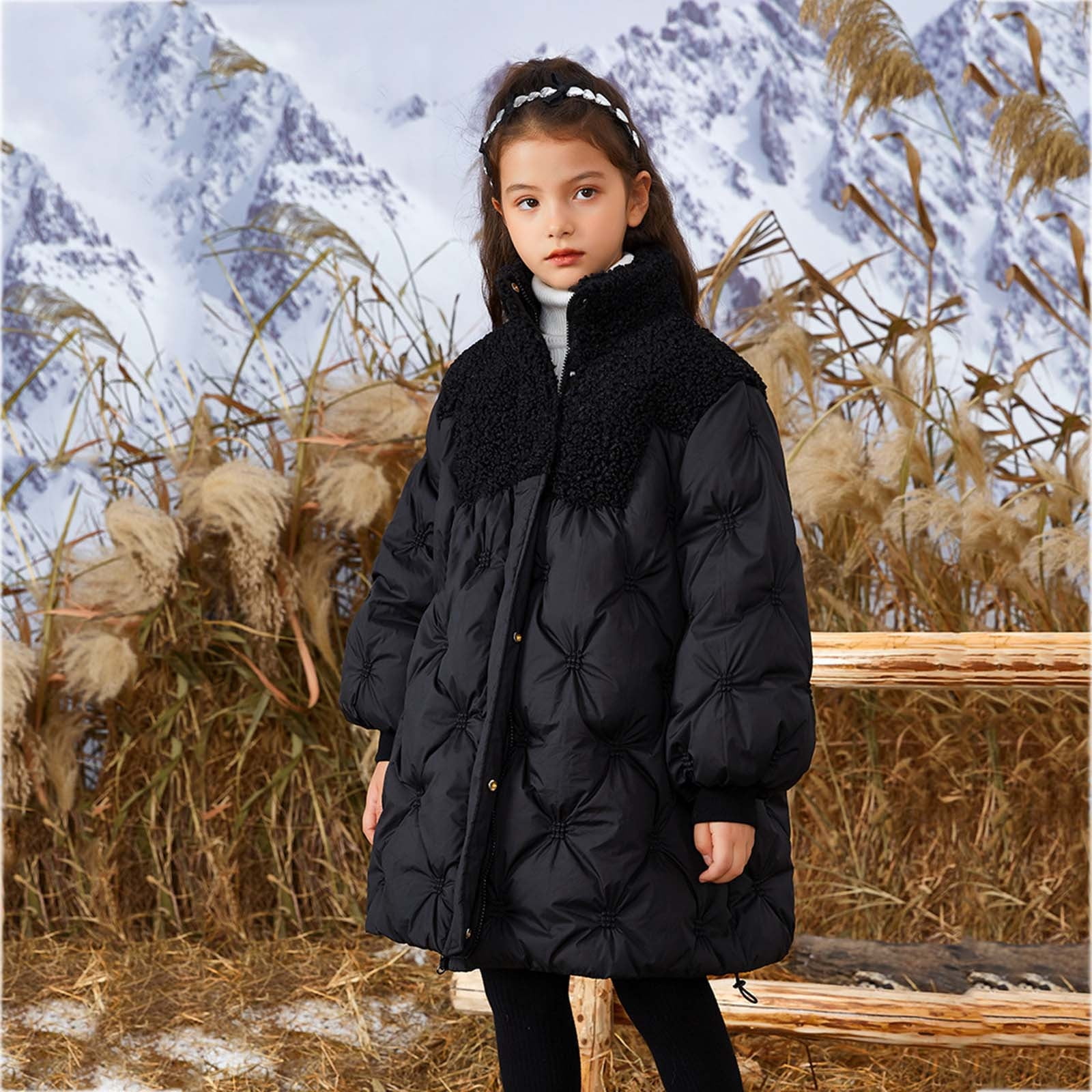 RXIRUCGD Girls Winter Cotton-padded Jackets Girls Cotton-padded