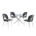 thumbnail image 1 of Round 45" x 45" 5pc Clear Glass Dinette Set with Dark Gray Chairs, 1 of 5