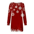 thumbnail image 4 of Bmisegm Femmes Automne et Hiver Mode Noël Flocon de Neige Imprimé Col Rond Manches Longues Robe Décontractée Femmes Vêtements de Noël Noël Rouge TTG, 4 of 4