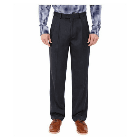 Perry Ellis Classic Fit Double Pleat No Iron Microfiber Melange Pant, 30X30, $85
