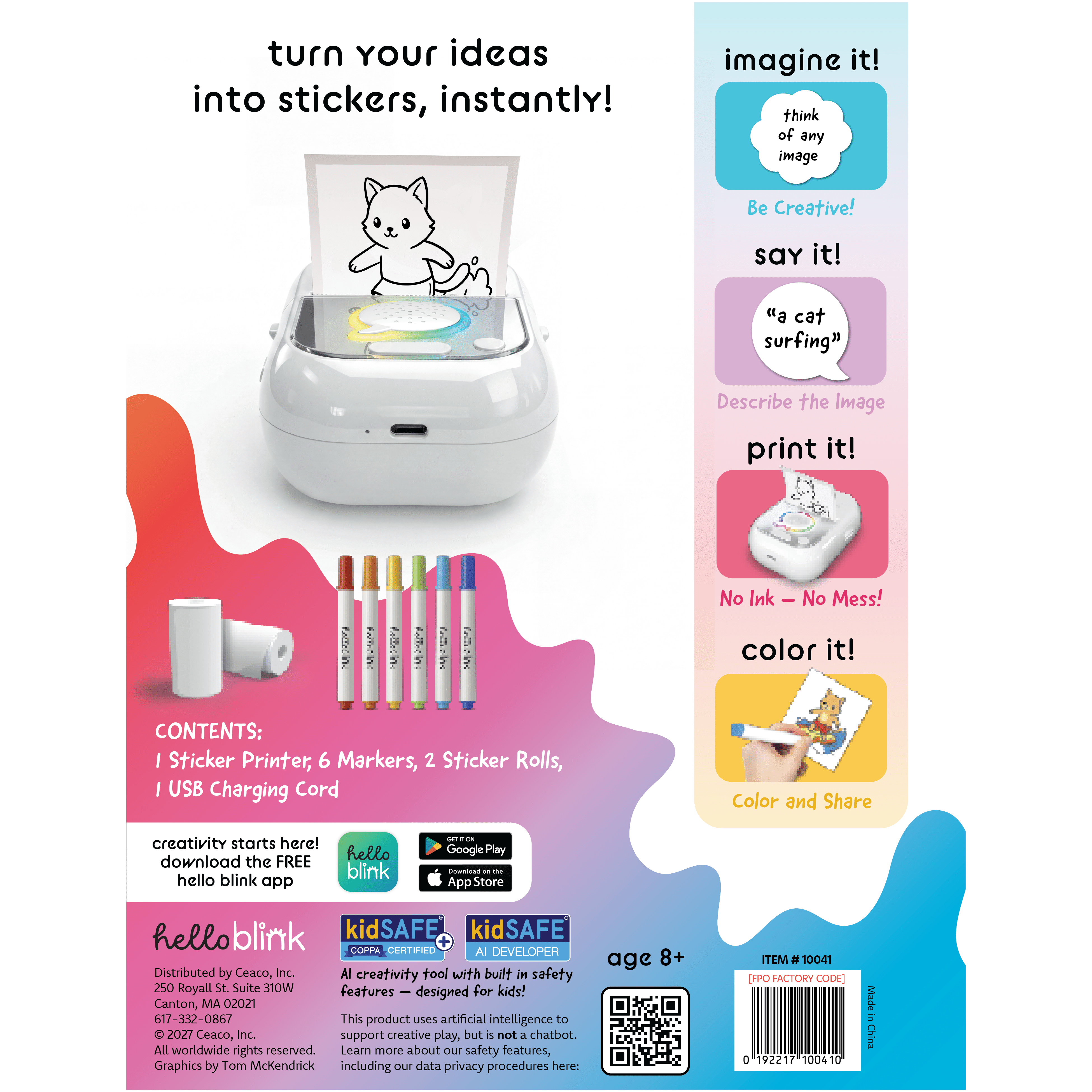 Hello Blink Sticker Maker Magic – Voice Activated AI Generated Stickers – Minimum recommended Age Is 8 year Old and Up