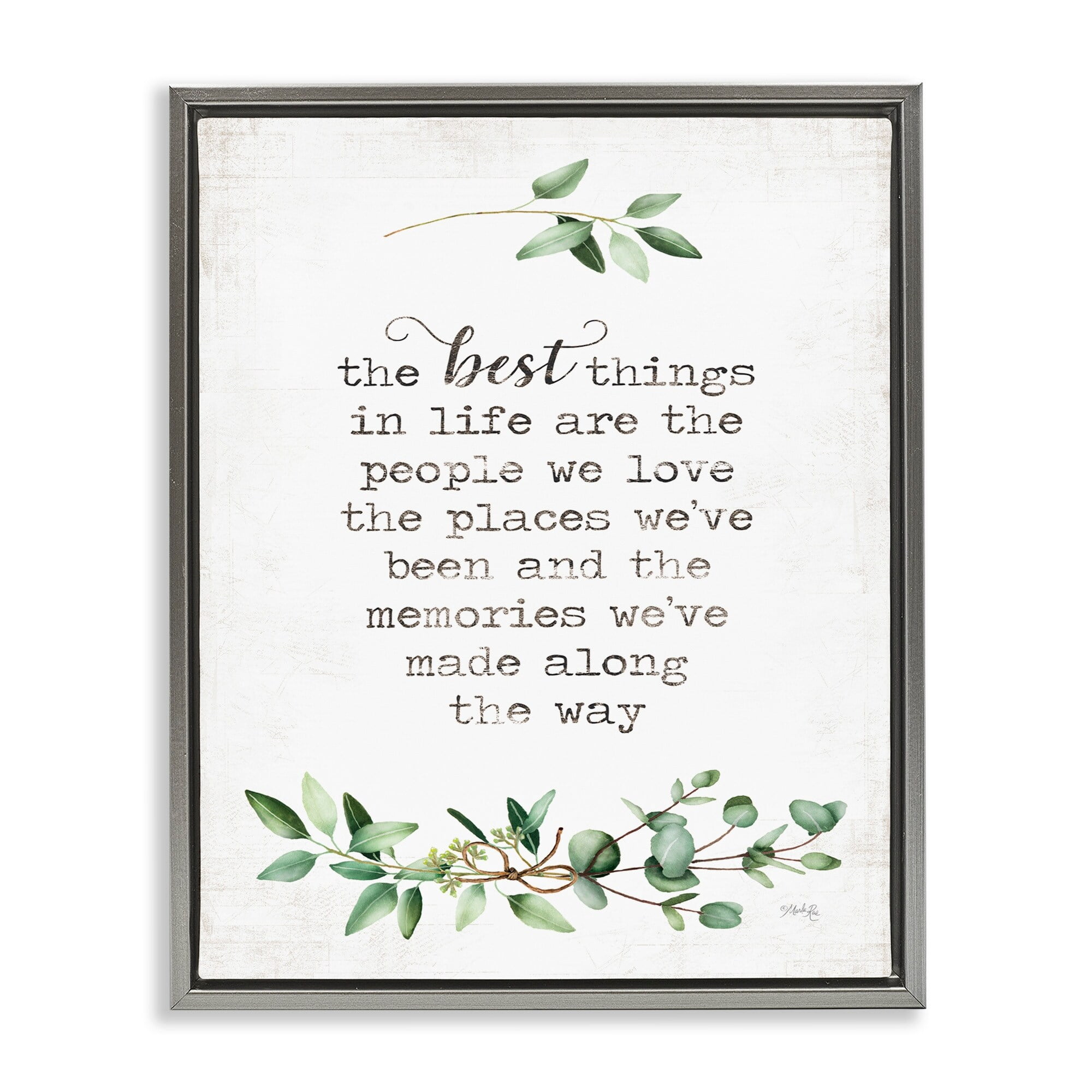 Stupell Industries The Best Things In Life Are People Plants Typography Luster Gray Framed Floating Canvas Wall Art, 16x20, by Marla Rae